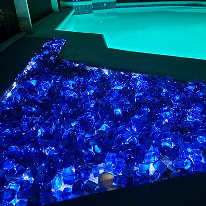 Light Blue Reflective Fire Glass Cubes