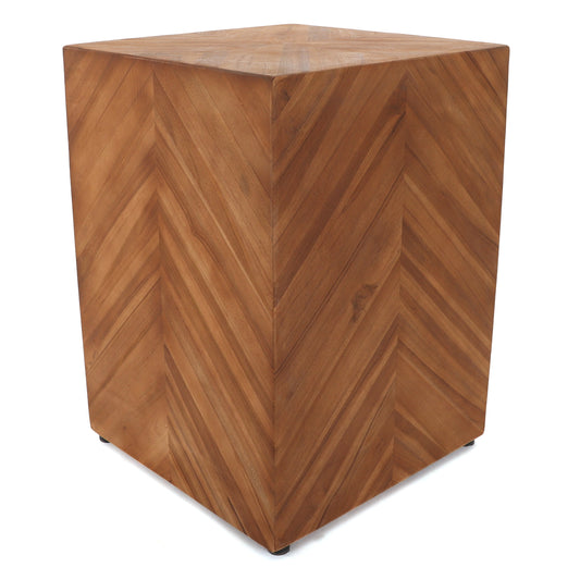 Teak Garden Stool - Chevron