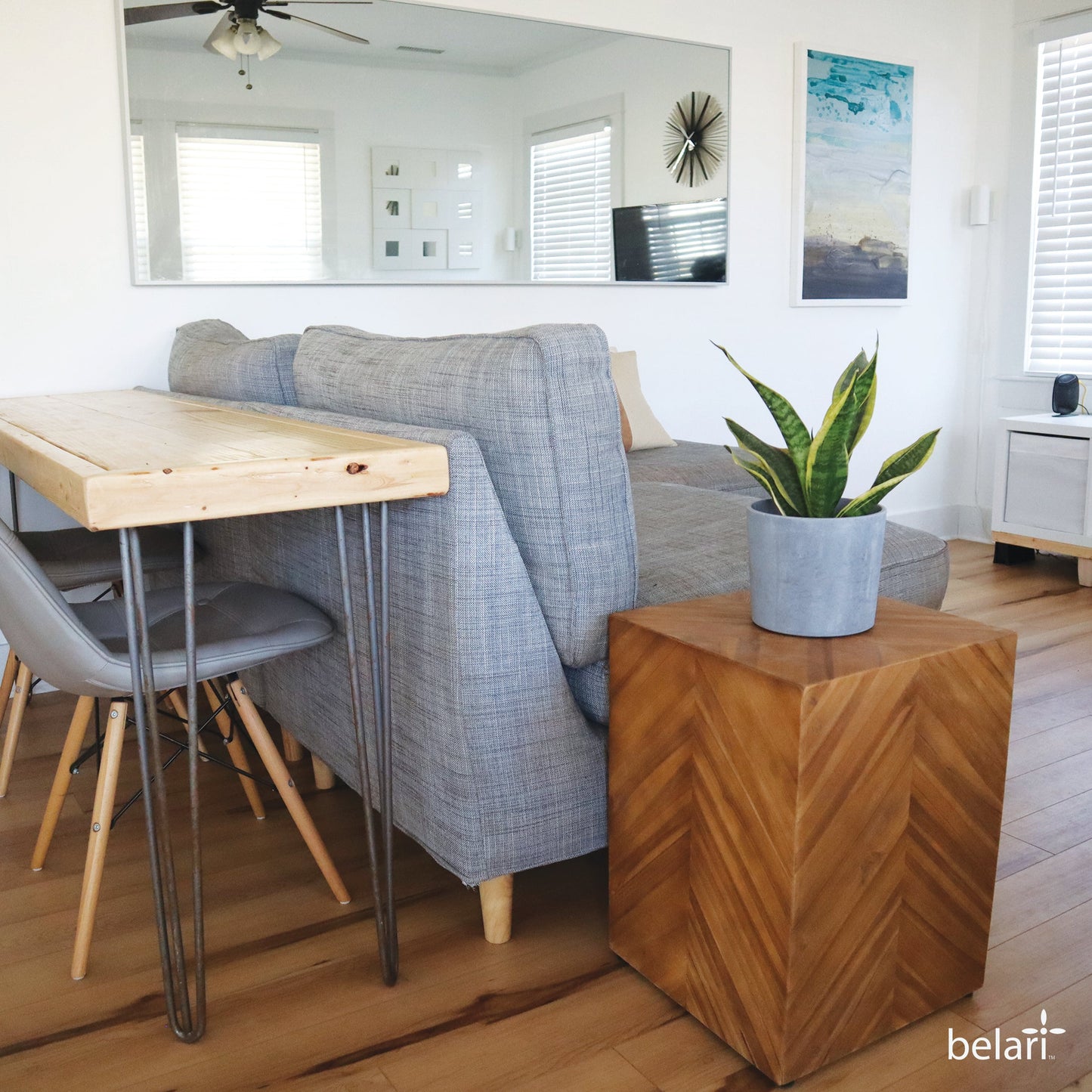 Teak Garden Stool - Chevron