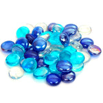 Reflective Tempered Fire Glass Bead Blend - Aqua Blue, Dark Blue, Clear