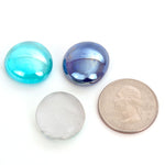 Reflective Tempered Fire Glass Bead Blend - Aqua Blue, Dark Blue, Clear