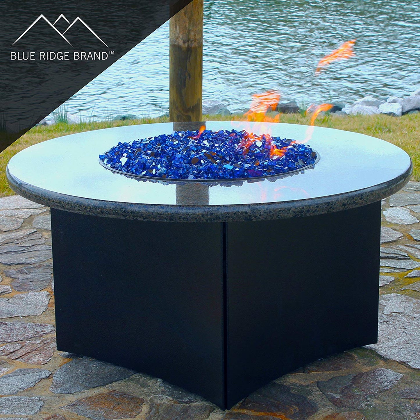 Cobalt Blue Reflective Tempered Fire Glass