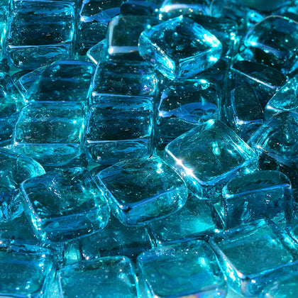 Aqua Blue Reflective Fire Glass Cubes