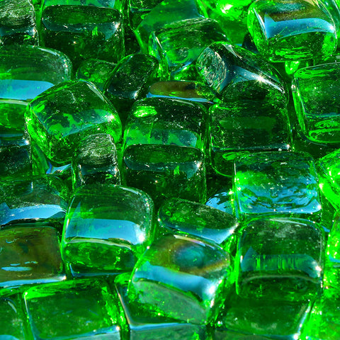 Green Reflective Fire Glass Cubes